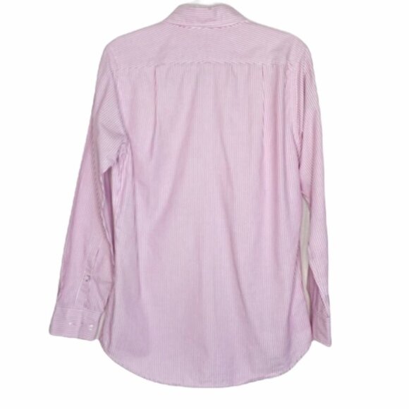 J. McLaughlin Trim Fit Flip Cuff Button Down Shirt Pink White Stripe S - Picture 6 of 6